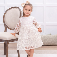 TESA BABE LYDIA LS IVORY EMB DRESS