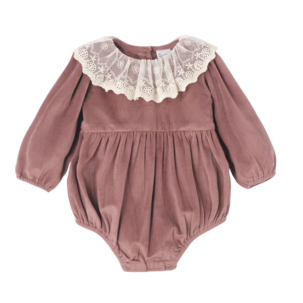 TESA BABE BEATRICE LS MAUVE VELVET BUBBLE BODYSUIT