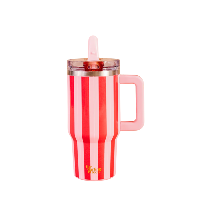 THE DARLING EFFECT 20 OZ. FLIP STRAW TUMBLER PEPPERMINT STRIPE