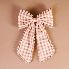 THE DARLING EFFECT FANCY FRILL HAIR BOW-MAPLE GINGHAM