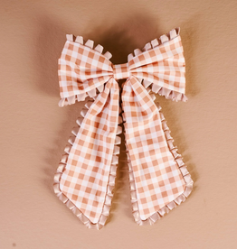 THE DARLING EFFECT FANCY FRILL HAIR BOW-MAPLE GINGHAM