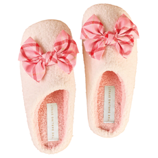 THE DARLING EFFECT FUZZY SLIPPERS-BETTY BOW FESTIVE PLAID