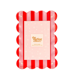 THE DARLING EFFECT PEPPERMINT STRIPE RECT.  SCALLOPED FRAME
