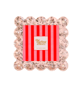 THE DARLING EFFECT SILVER GLITTER SQUARE SCALLOPED ACRYLIC FRAME