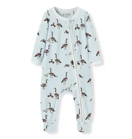 MILKBARN LUXE STRETCH ZIPPER FOOTED ROMPER  GOOSE