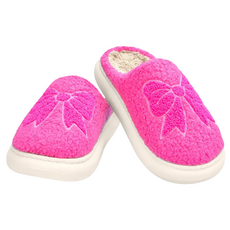 ISCREAM PINK COZY BOW SLIPPERS