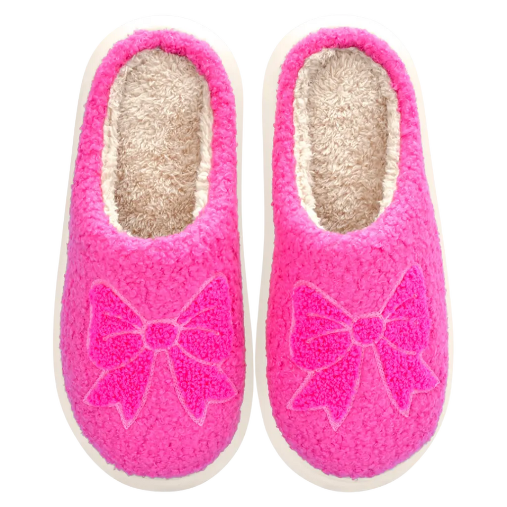 ISCREAM PINK COZY BOW SLIPPERS