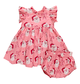 PINK CHICKEN baby girls jennifer dress set - pink candy cane santa