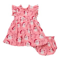 PINK CHICKEN baby girls jennifer dress set - pink candy cane santa