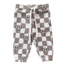 BABYSPROUTS BOY'S JOGGERS - SMILEY CHECK IN PORTOBELLA