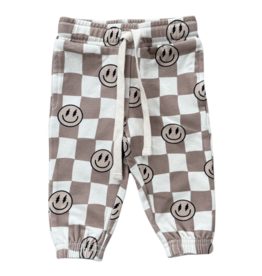 BABYSPROUTS BOY'S JOGGERS - SMILEY CHECK IN PORTOBELLA