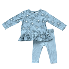 BABYSPROUTS LONG SLEEVE PEPLUM SET - DAISY IN SKY BLUE