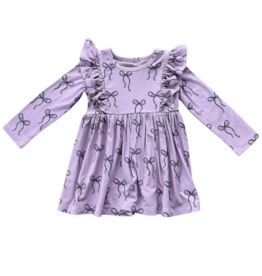 BABYSPROUTS LONG SLEEVE RUFFLE DRESS - HAIR BOW
