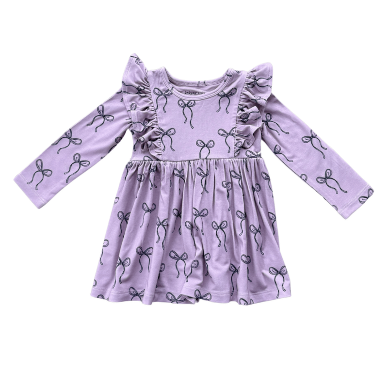 BABYSPROUTS LONG SLEEVE RUFFLE DRESS - HAIR BOW