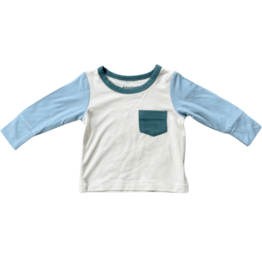 BABYSPROUTS COLORBLOCK POCKET SHIRT - SKI BLUE