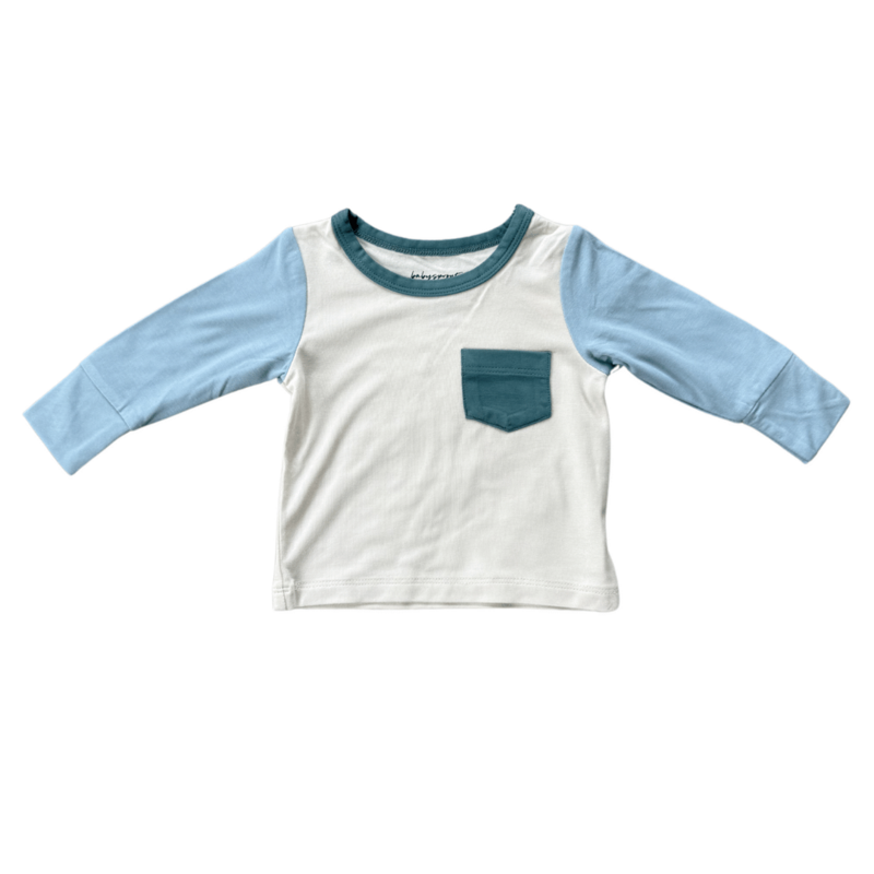 BABYSPROUTS COLORBLOCK POCKET SHIRT - SKI BLUE