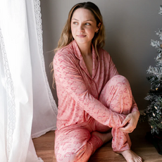 PINK CHICKEN womens bamboo pj set - candy cane bows