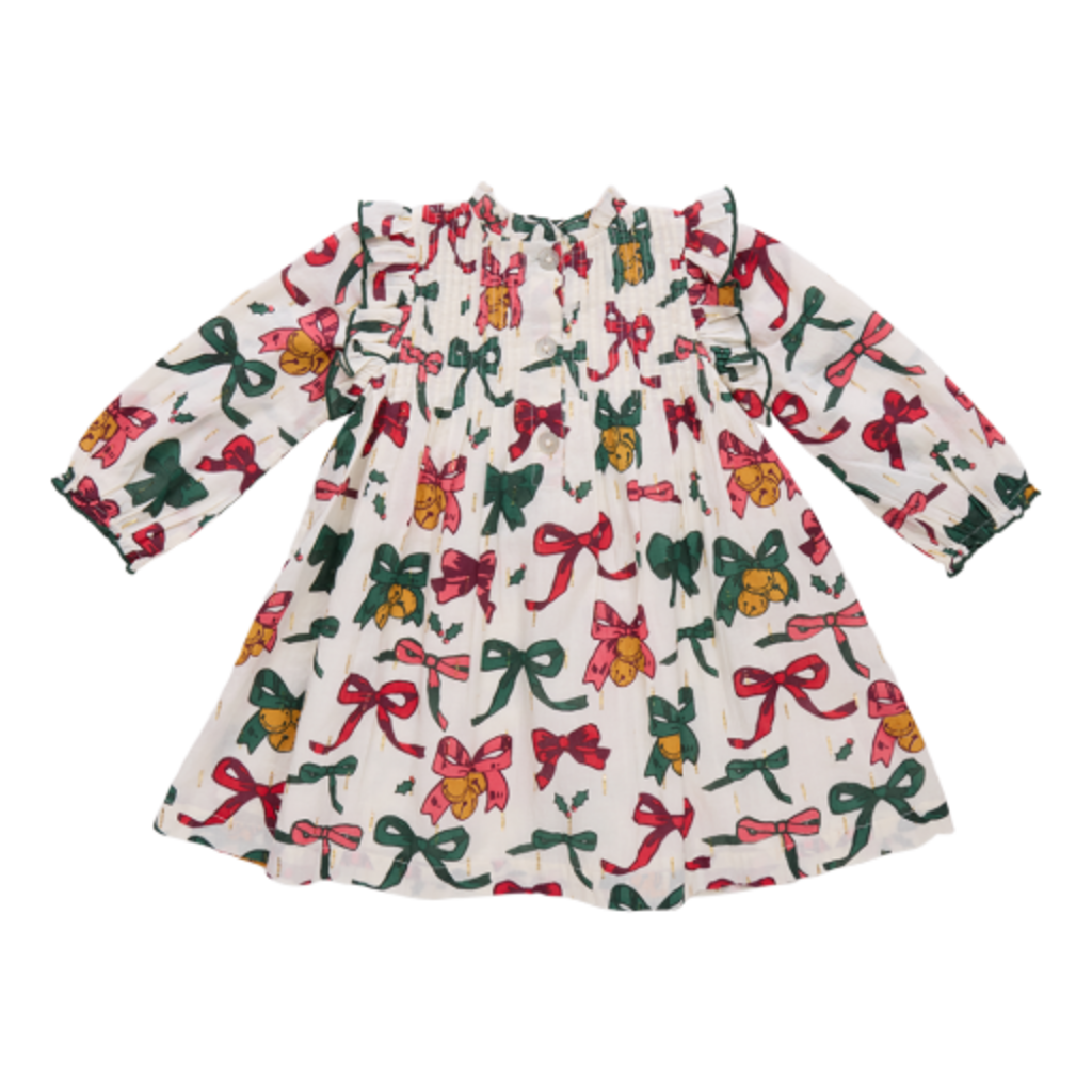 PINK CHICKEN girls jaipur dress - christmas bows and bells