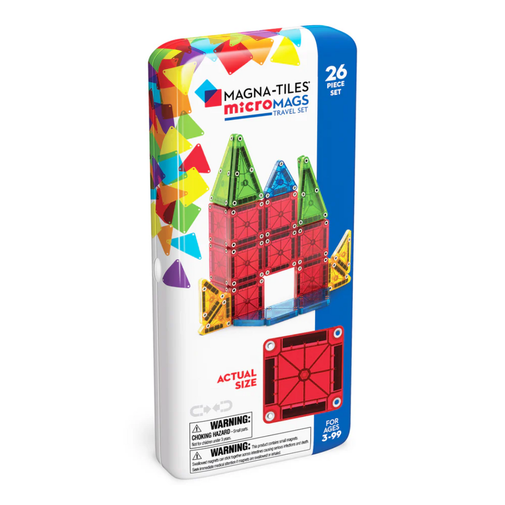 MAGNATILES MICROMAGS 26 PC TRAVEL SET BOLD COLORS
