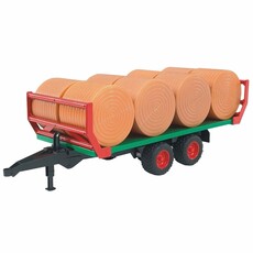 BRUDER BALE TRANSPORT TRAILER WITH 8 ROUND BALES