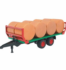 BRUDER BALE TRANSPORT TRAILER WITH 8 ROUND BALES