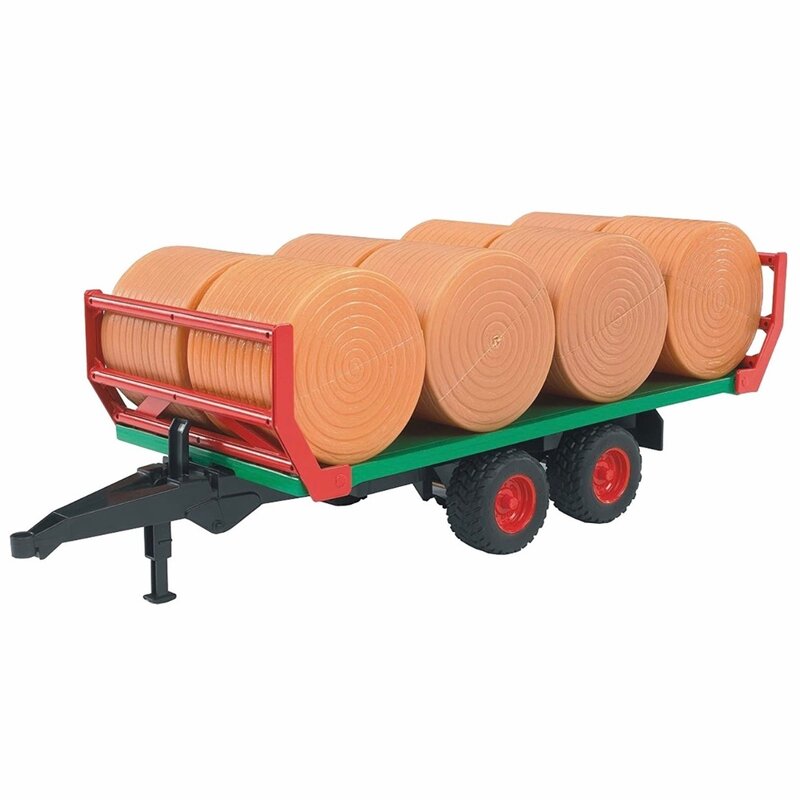 BRUDER BALE TRANSPORT TRAILER WITH 8 ROUND BALES