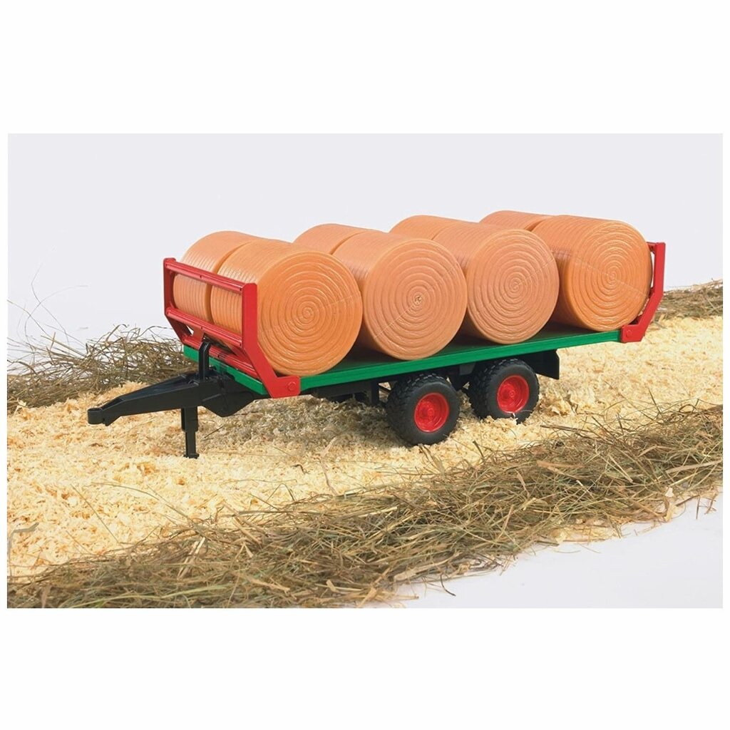 BRUDER BALE TRANSPORT TRAILER WITH 8 ROUND BALES