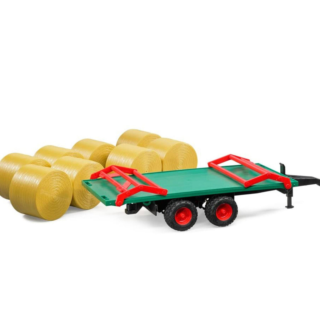 BRUDER BALE TRANSPORT TRAILER WITH 8 ROUND BALES