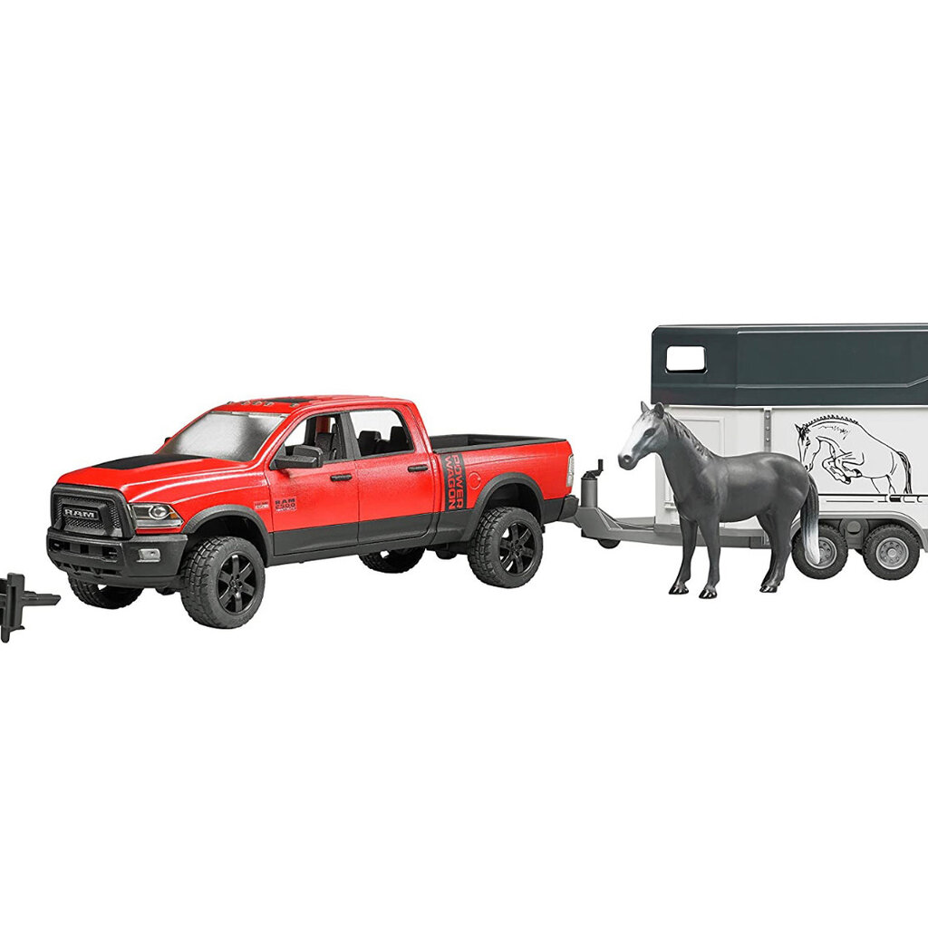 BRUDER RAM 2500 POWER PICK UP WITH HORSE TRAILER AND HORSE