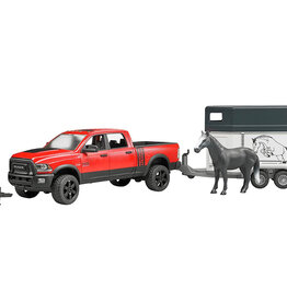 BRUDER RAM 2500 POWER PICK UP WITH HORSE TRAILER AND HORSE