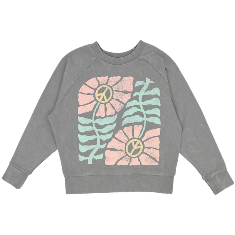 TINY WHALES INC GIRL'S BOXY SWEATSHIRT "PEACE KEEPER"