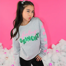 PAPER FLOWER GIRL'S SEQUINS FEELING GRINCHY  SWEATSHIRT