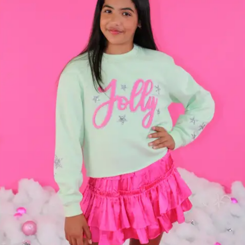 PAPER FLOWER GIRL'S JOLLY & RHINESTONE STARS SWEATSHIRT