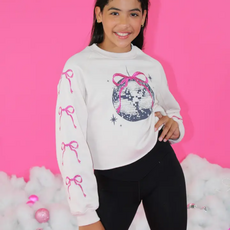 PAPER FLOWER GIRL'S EMBRO BOWS & DISCO BALL SWEATSHIRT