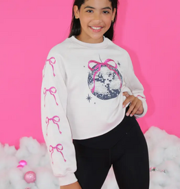 PAPER FLOWER GIRL'S EMBRO BOWS & DISCO BALL SWEATSHIRT