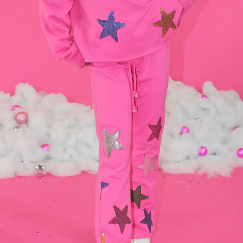 PAPER FLOWER GIRL'S SEQUIN STARS APPLIQUE PANTS