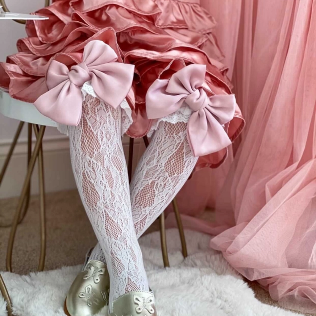 PETITE MAISON KIDS LOLA LACE SOCKS W/SATIN BOW
