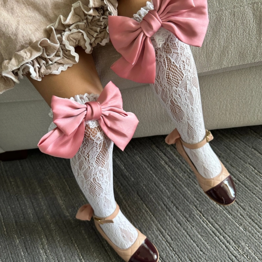 PETITE MAISON KIDS LOLA LACE SOCKS W/SATIN BOW
