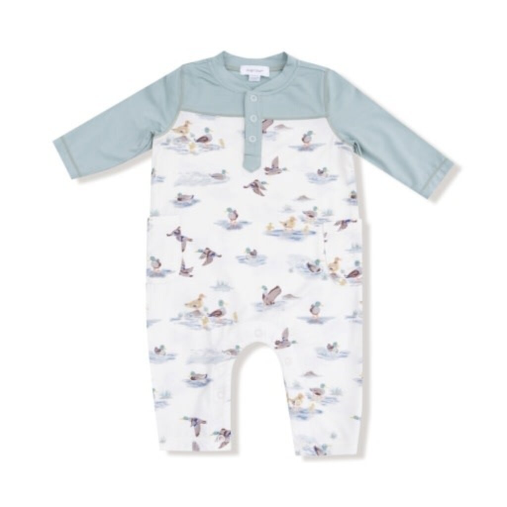 ANGEL DEAR Migrating Mallards - Romper W/ Contrast Sleeves