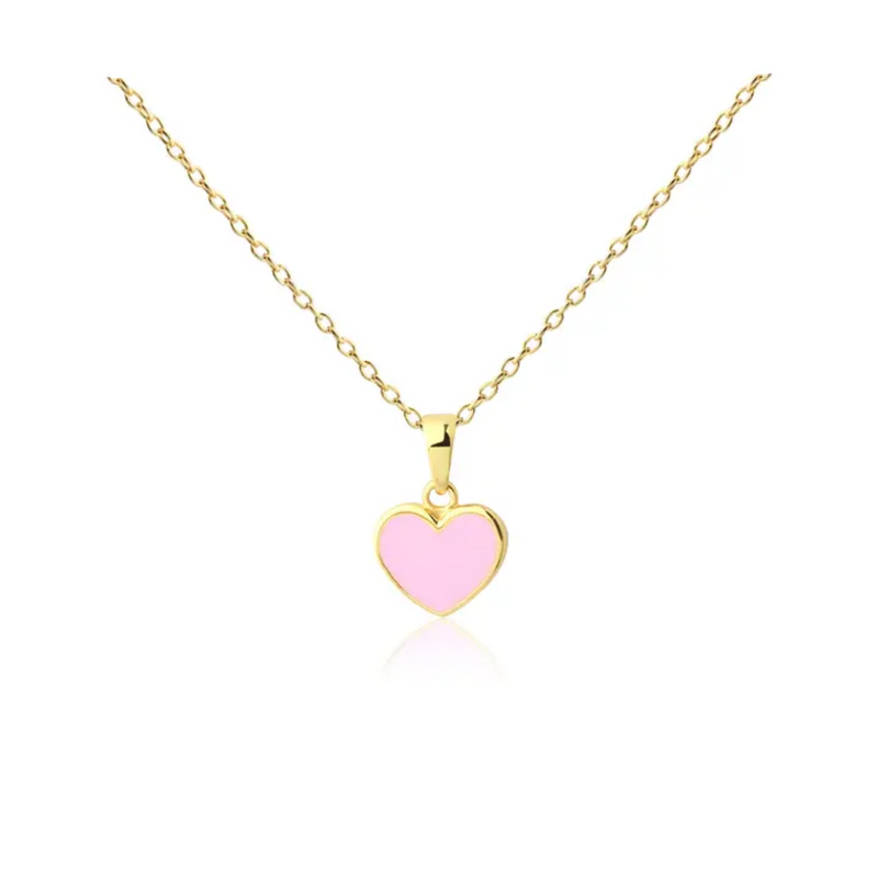 CHERISHED MOMENTS 14K GOLD-PLATED PINK HEART NECKLACE