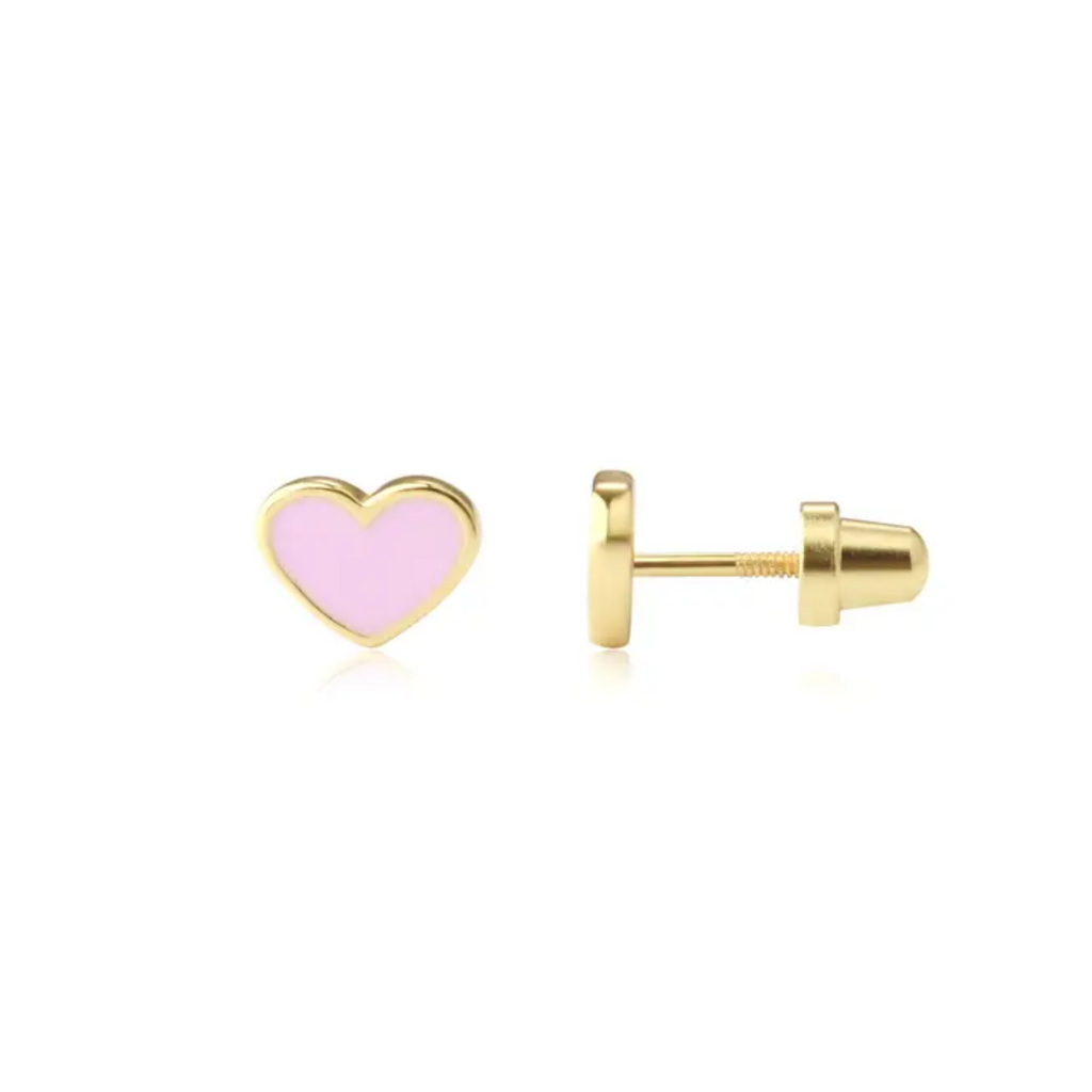 CHERISHED MOMENTS 14K GOLD-PLATED PINK HEART EARRINGS