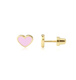 CHERISHED MOMENTS 14K GOLD-PLATED PINK HEART EARRINGS