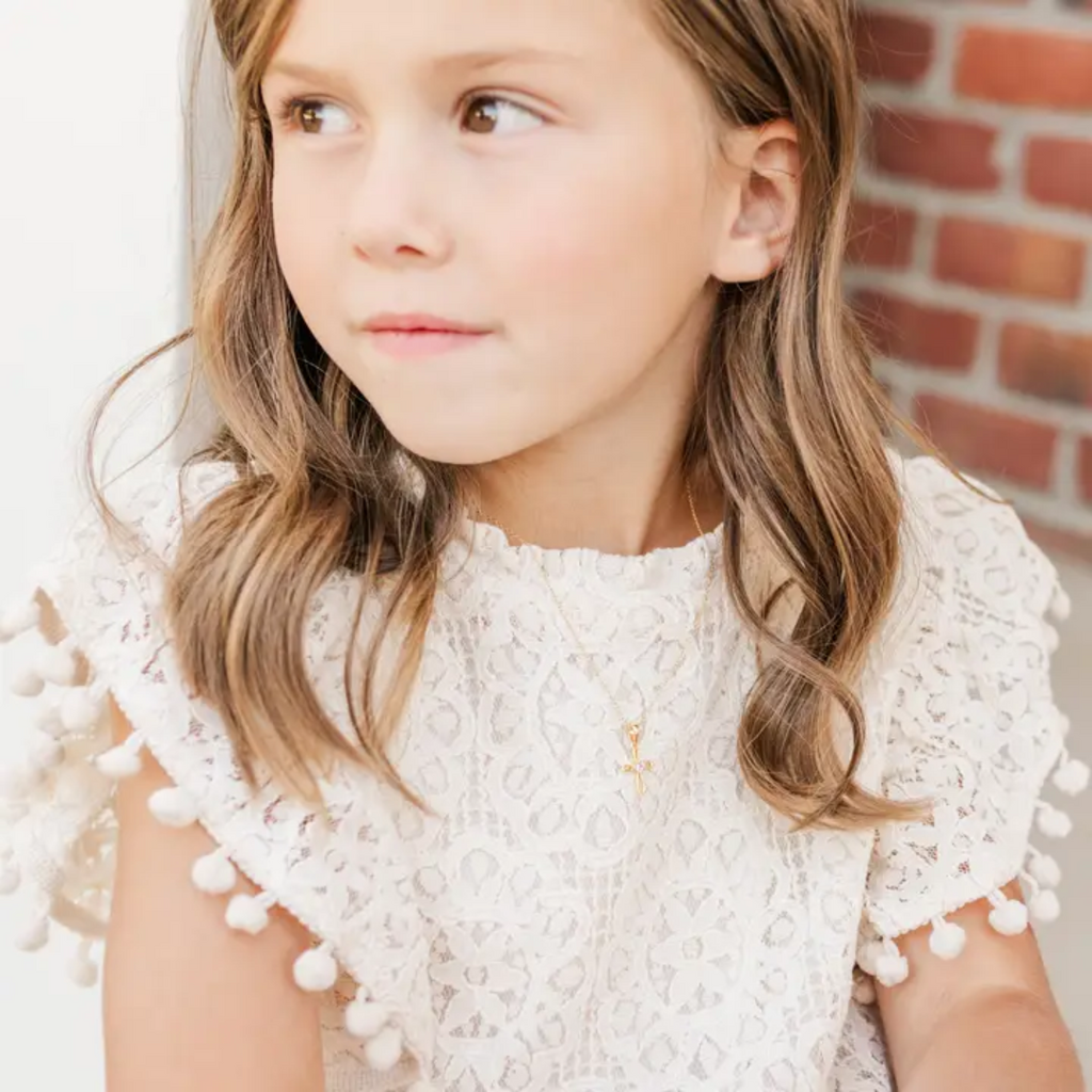 CHERISHED MOMENTS 14K GOLD-PLATED PINK CROSS INFINITY