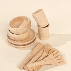 COCO VILLAGE WOODEN DINNERWARE PLAYSET 12PCS