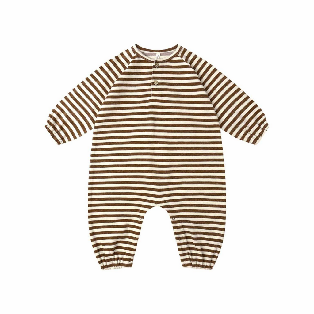 Rylee + Cru Inc. HENLEY JUMPSUIT || BROWN STRIPE