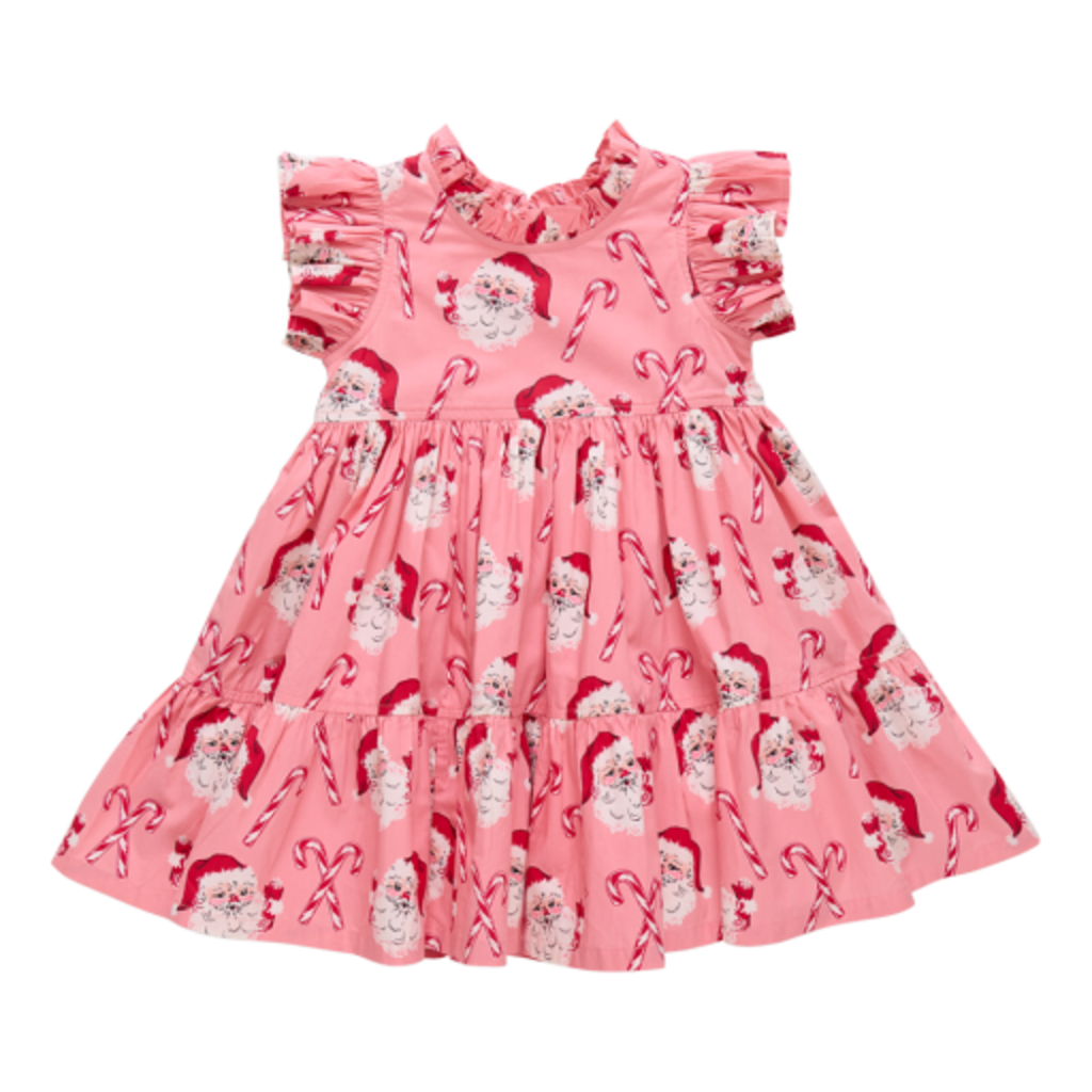 PINK CHICKEN girls jennifer dress - pink candy cane santa