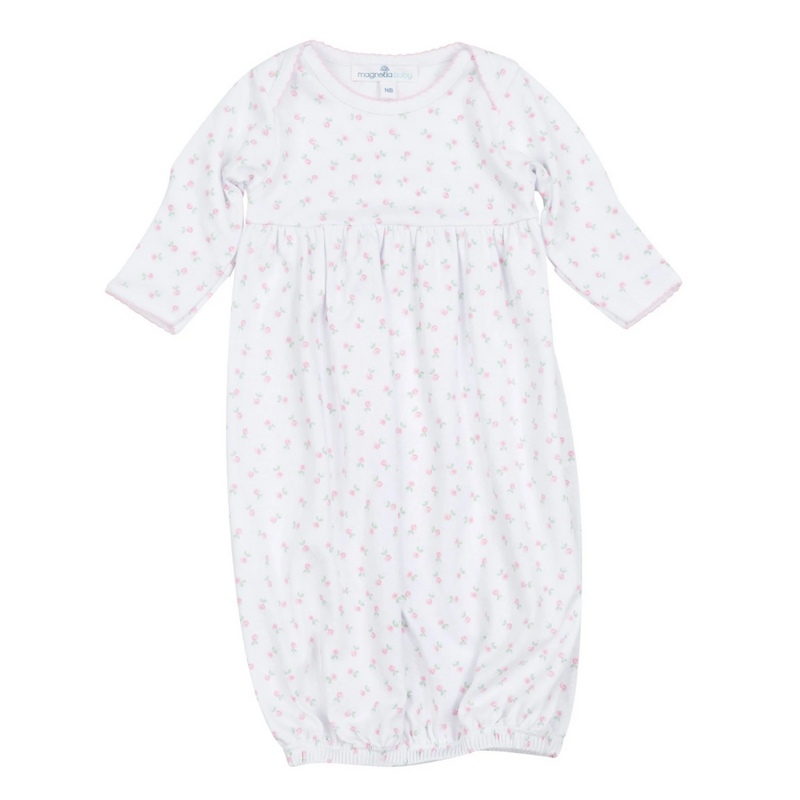 MAGNOLIA BABY JULIETTE'S CLASSICS PINK PRINTED GATHERED GOWN