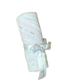 MAGNOLIA BABY JULIETTE'S CLASSICS PINK SMOCKED PRINTED RECEIVING BLANKET