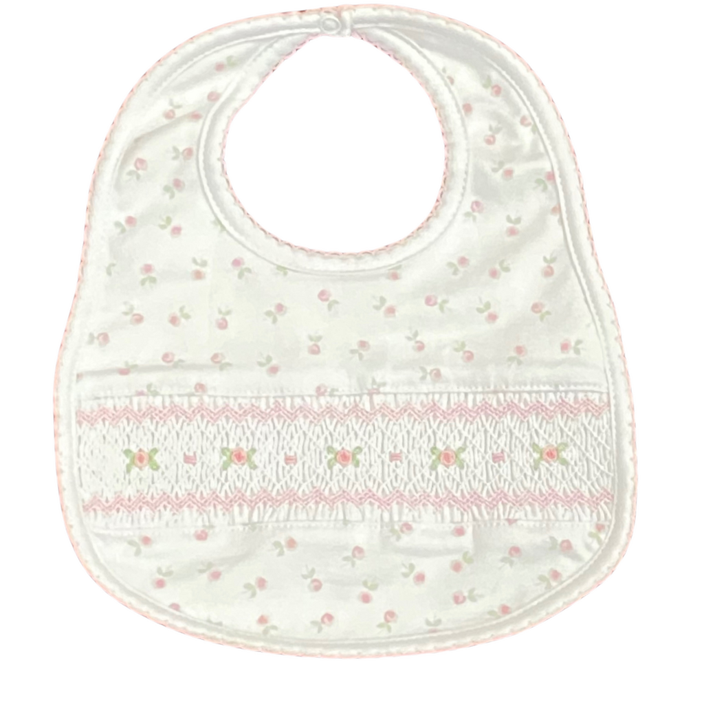 MAGNOLIA BABY JULIETTE'S CLASSICS PINK SMOCKED PRINTED BIB