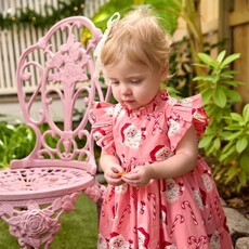 PINK CHICKEN baby girls jennifer dress set - pink candy cane santa